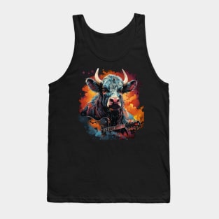 Cow Playing Guitar Tank Top